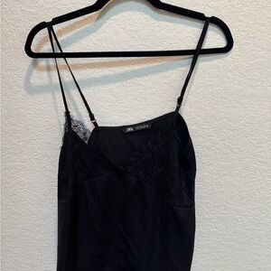 Zara Elegant Black Spaghetti Strap Dress